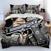 3D Rifle Revolver Cartridge Gun Comforter Bedding Set,Duvet Cover Bed Set Quilt Cover Pillowcase,King Queen Size Bedding Set