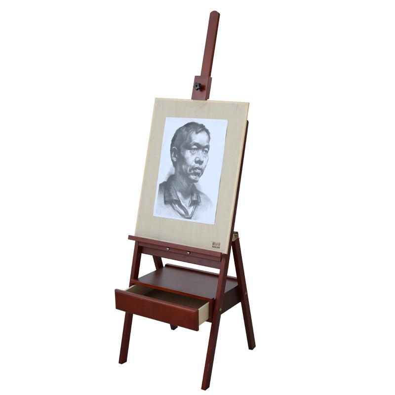 Beech Wood Easel for Art Students, Foldable and Adjustable with Drawer Tray, Children’s Sketch and Oil Painting Easel