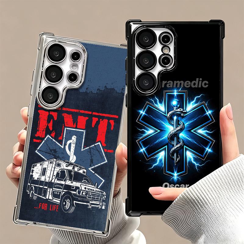 EMT EMS Ambulance Plating Phone Case For Samsung Galaxy S24 S25 FE S26 Edge S23 Ultra S22 S21 Plus S20 Anti-Fall Airabag Cover
