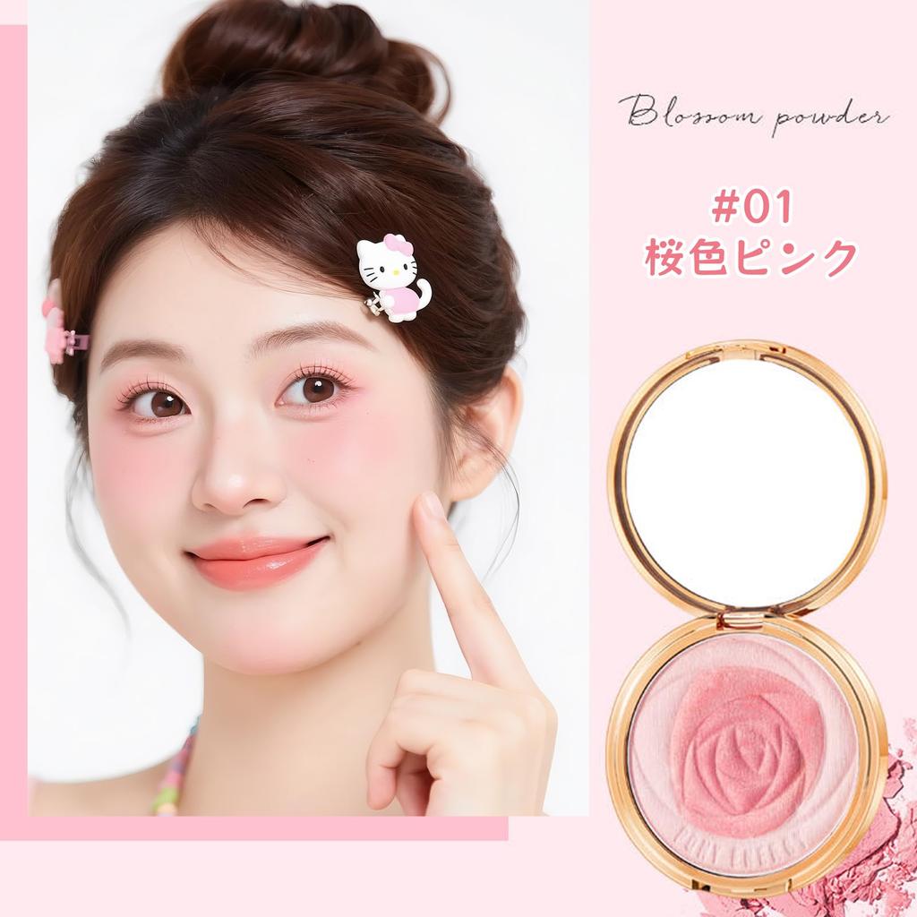 KIADZIE Cheek Powder, Natural Color, Long-Lasting, Lightweight, Makeup for Women, Cute Packaging, Cosmetic Item (02-Orange Pink)