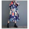 Loose Large Size Oceanic Printed Mid-Length Literary Vintage Dresses