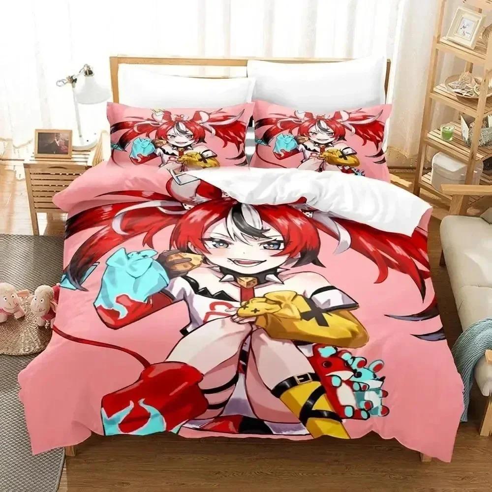 3D Print Hakos Baelz Anime Beding Set Bedrom Soft Modern Bedspreads Comefortable Children Kids Soft Duvet Cover Comfortable Quilt Cover And Pilowcase