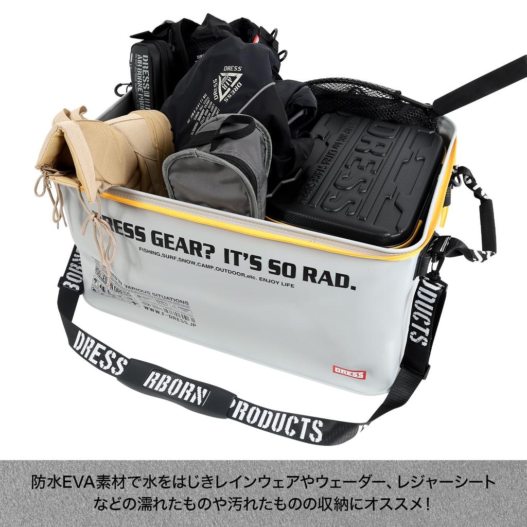 DRESS Waterproof Carry Cargo with Lid 72L Gray x Olive Disaster Preparedness Trunk Cargo Container Waders Large Capacity Storage Foldable Waterproof