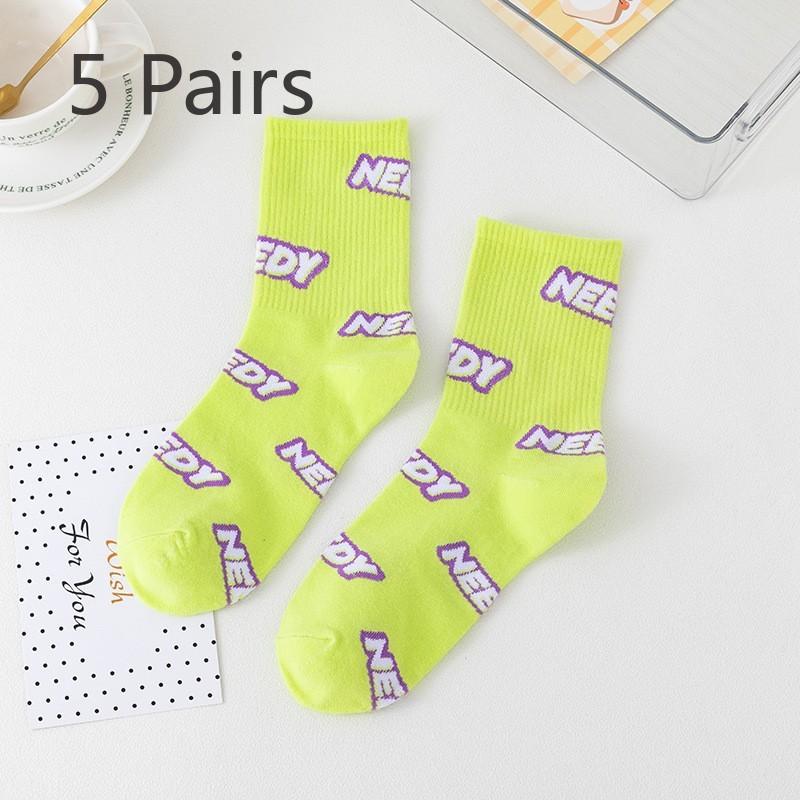 

5 пар женских носков средней длины с впитывающей способностью 5 Pairs светло-зеленый
