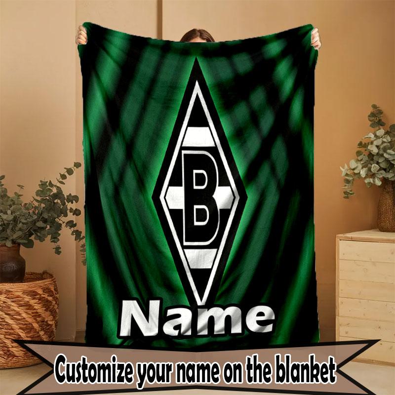 Custom Name Personalized Borussia Monchengladbach Print Blanket, Home Decor, Bedroom, Sofa, Camping, Couch, Gifts for Birthday Christmas