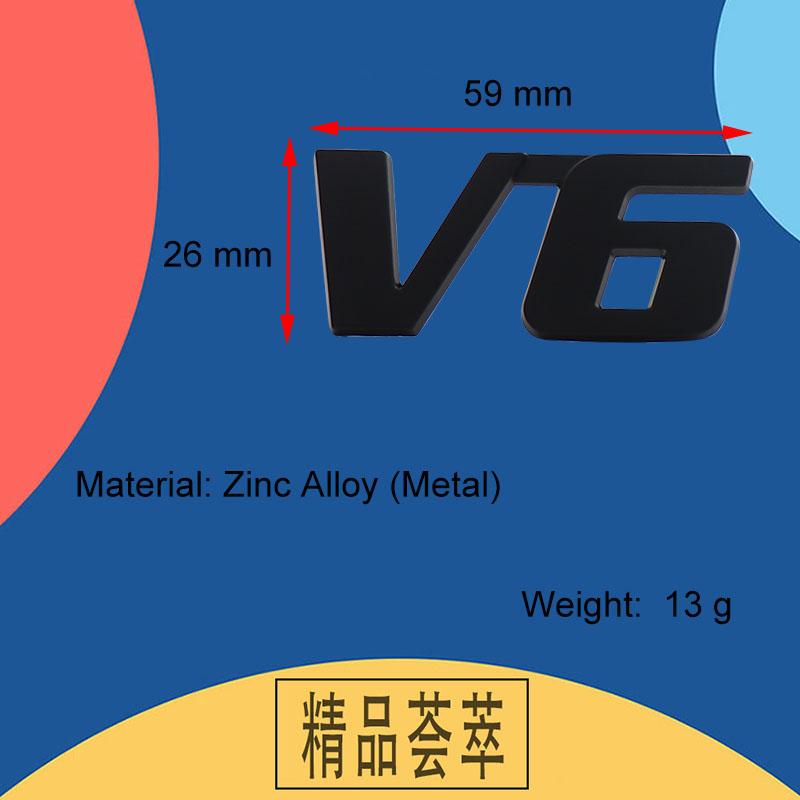 3D Premium V6 V 6 Sport for Car Engine Hood Fender Trunk Tail Rear Decal Emblem Badge Sticker