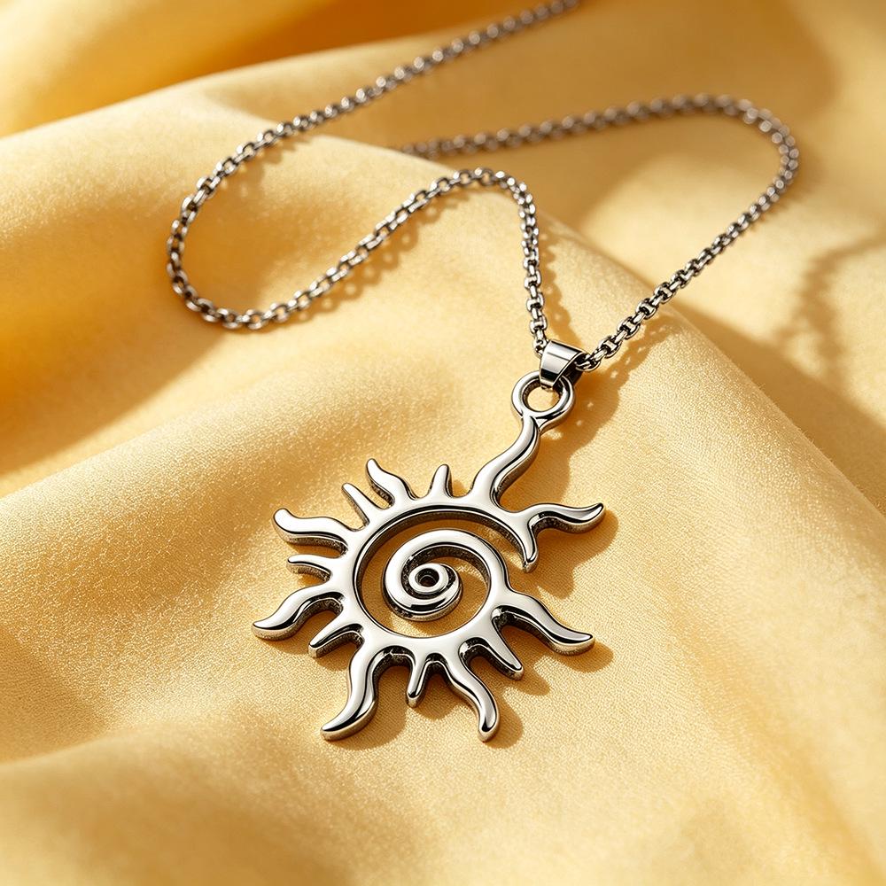Flame Sun God Titanium Steel Necklace - Unisex Hip Hop Pendant