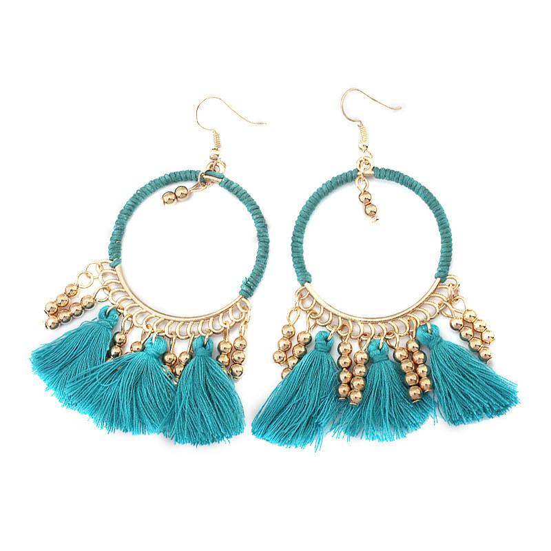 Pinkdudu Ethnic Style Rice Bead Tassel Bohemian Women Earrings Travel Accessories for Women PD2038