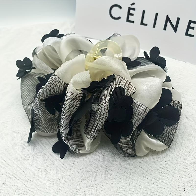 New Multi-Layer Mesh Bow Claw Clip, Large Hair Clamp for Back of Head, Elegant Updo Hairpin