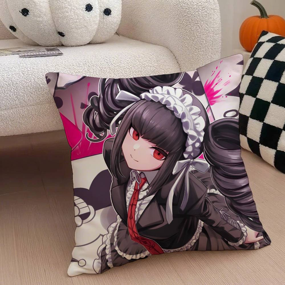 

Аниме KWaii D-Danganronpa Наволочка Антипылевая клещевая наволочка Невидимая молния Шелковистый короткий плюш Чехол для диванной подушки 12x12Inch