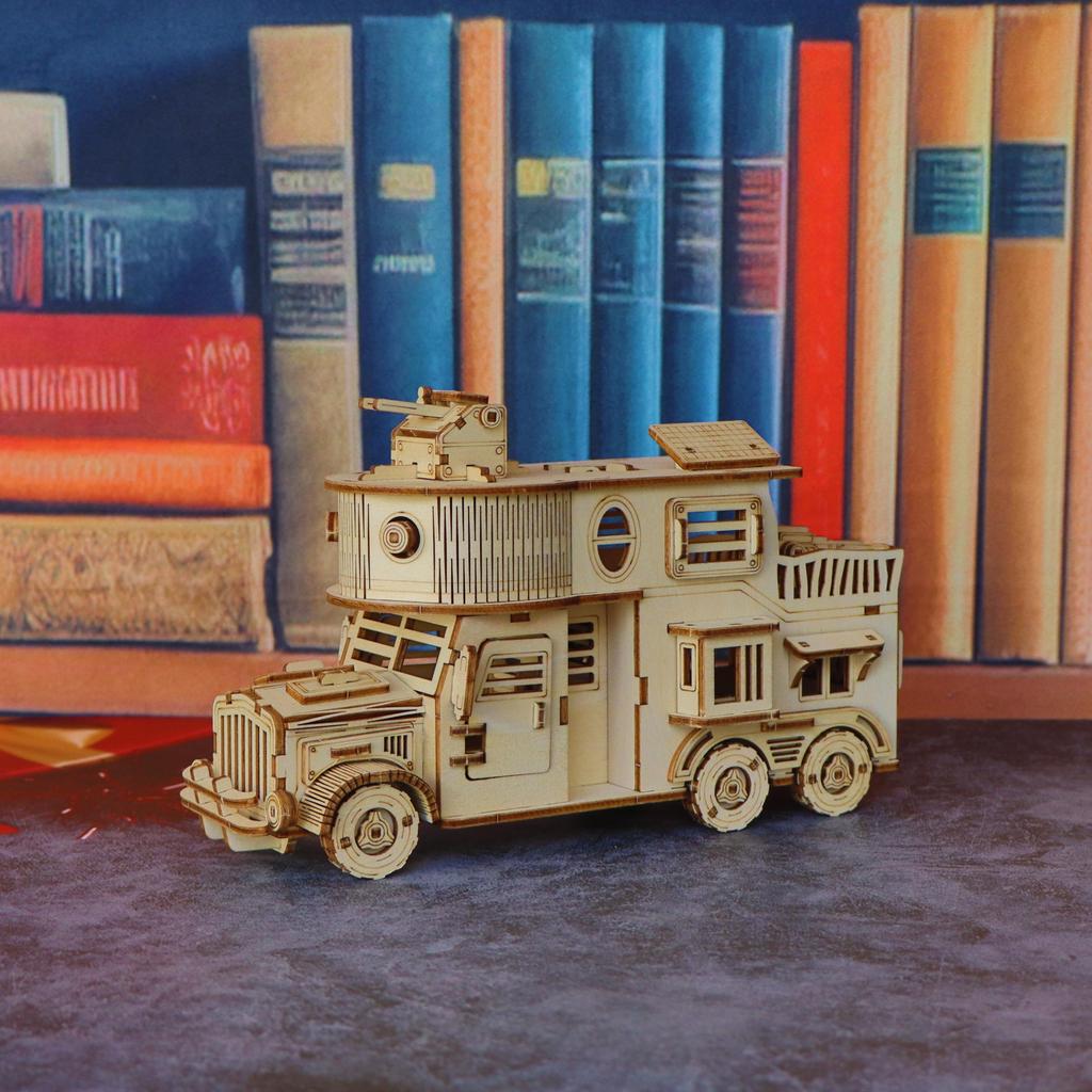 3D wooden puzzle battle RV model, DIY assembly model of Apocalypse mecha tank, 3D puzzle model of armored vehicle