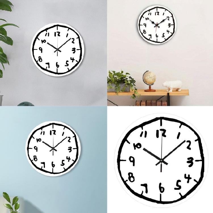 Acrylic Wall Clock with Artistic Graffitis Number Hanging Clock for Classroom or Studio