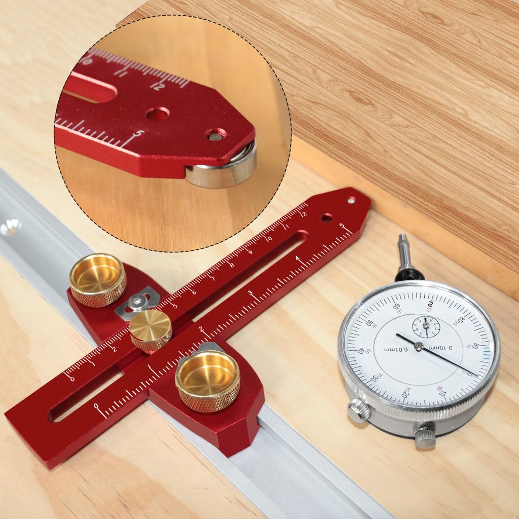Table Saw Alignment Gauge Jig Guide with Dial Indicator For Aligning Calibrating Work Shop Machinery Like Table Saws Band Saws