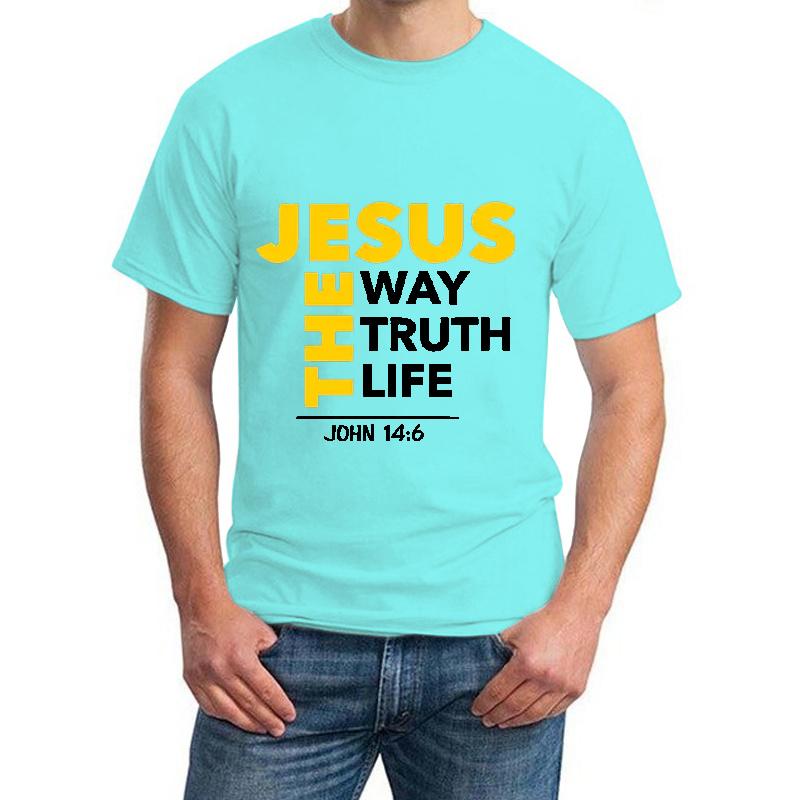 Ježíš Cesta Pravda Život Potisk Tričko Pánské Biblické Verše Oblečení Ležérní Trička s Krátkým Rukávem Léto Křesťanství Bůh Ježíš Trička