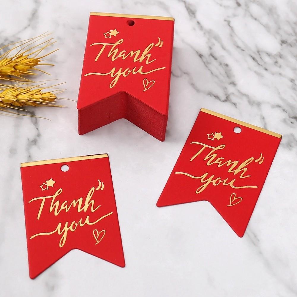100pcs Bronzing Stamping Thank You Tags Handmade Packing Labels  Festive & Party Supplies