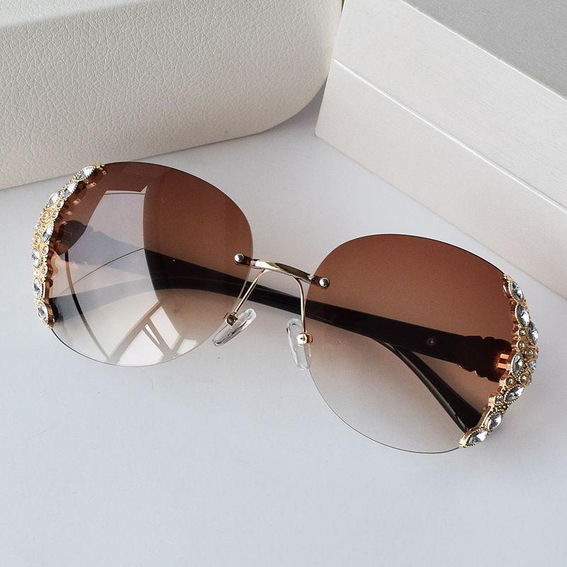 New Women Diamond Sunglasses UV400 Protection Fashion Borderless Sun Glasses Summer Travel Accessories