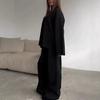 European & American Style Women's Solid Color Long Sleeve Wide Leg Pants Sweater Set