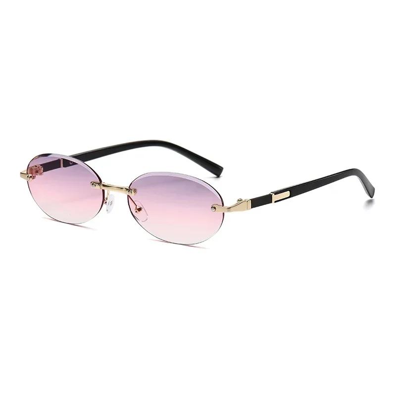 

Fashionable And Retro Oval-Framed Sunglasses Metal Advanced Stage Performances Riding Driving Uv400 Resistant Shades Glasses