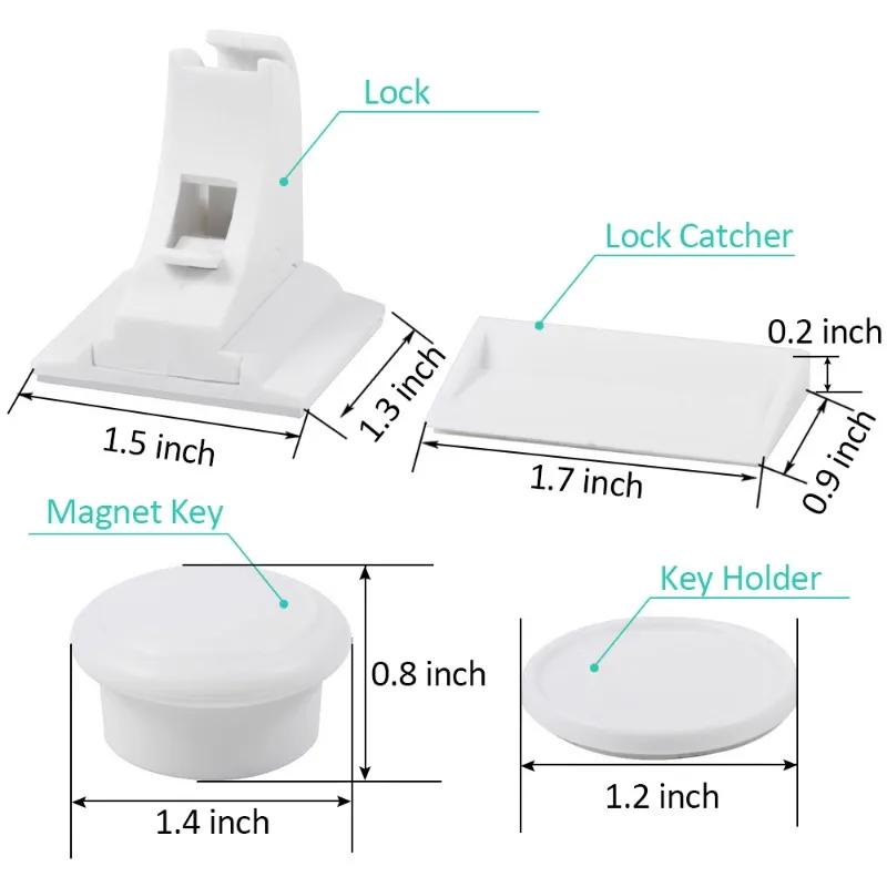 Children infant protection safety lock magnetic limiter invisible cabinet drawer lock baby proofing no drilling screws accessory