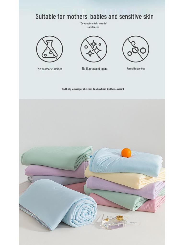 2025 A-Class Mica Cool Silk Summer Air Conditioning Quilt - Luxury Solid Color, Double Spliced, Washable