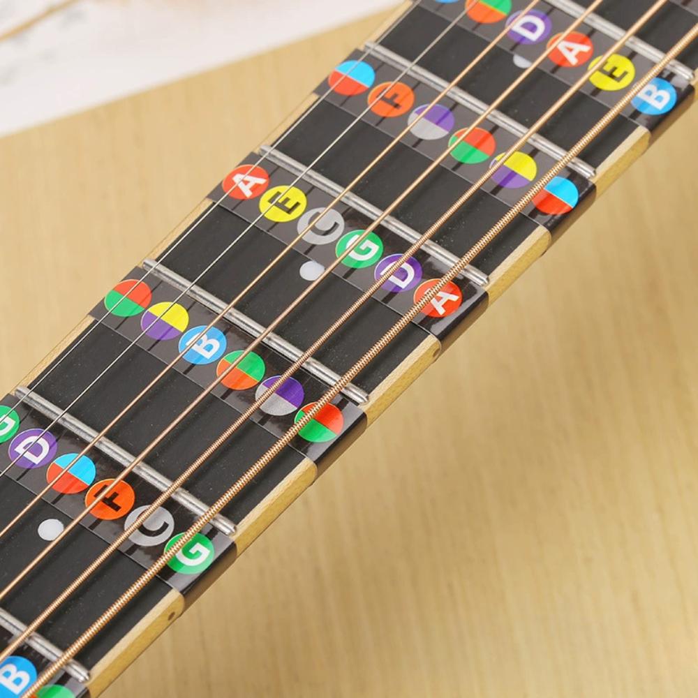 1 Zestaw naklejek z etykietami instrumentów dla początkujących, naklejki ze skalami gitarowymi, naklejki na podstrunnicę, papier ze skalami gitary akustycznej