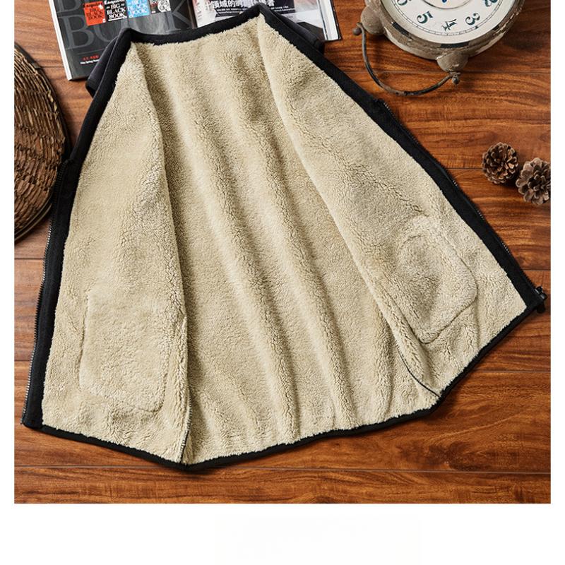 Middle-aged and Elderly Men's Thickened Fleece Winter Warm Vest for Dad, Large Size Lamb Wool Vest