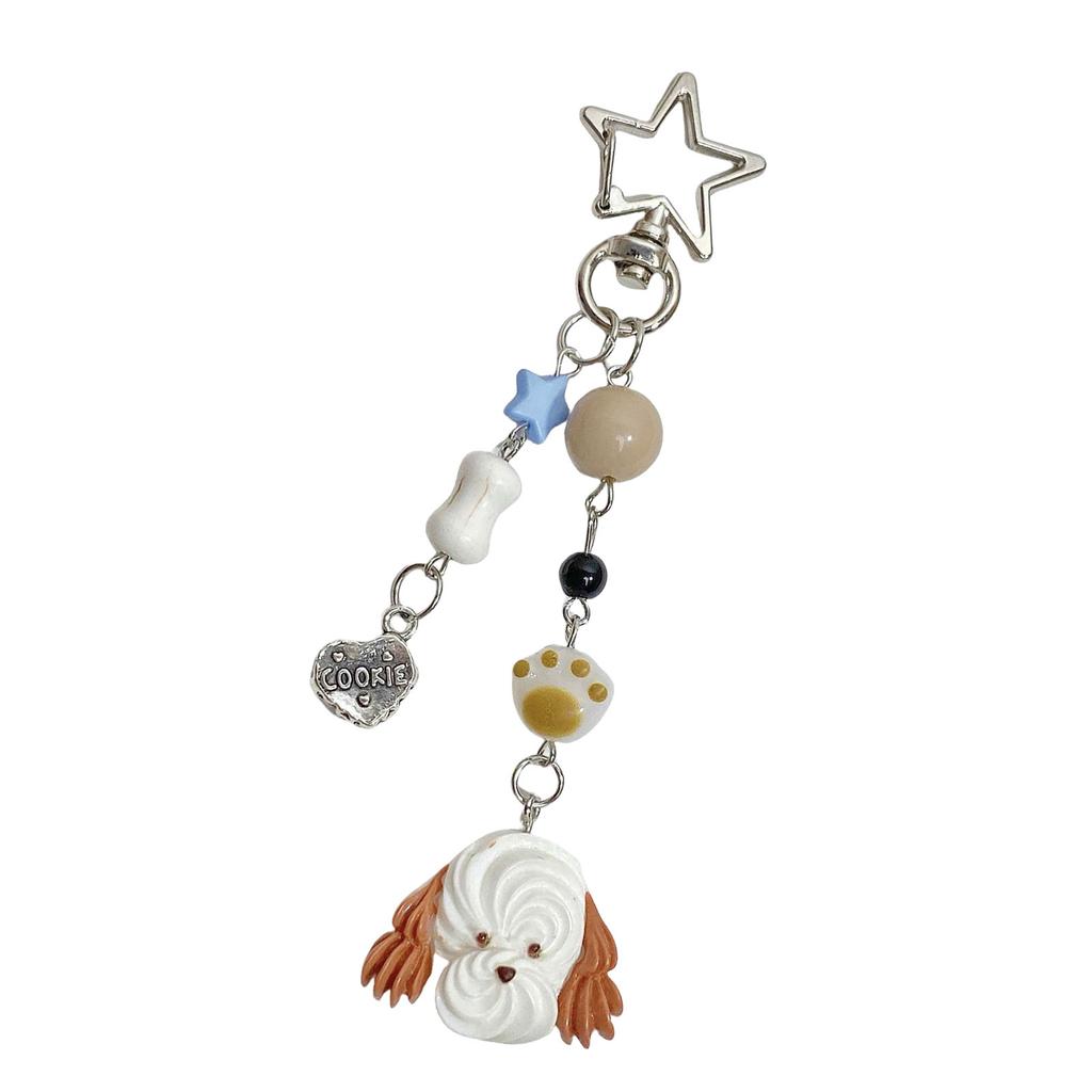 Resin Puppy Bead Pendant Keychain Trendy Earphone Case Charm Accessory Fashionable Phone Chain for Women and Girls
