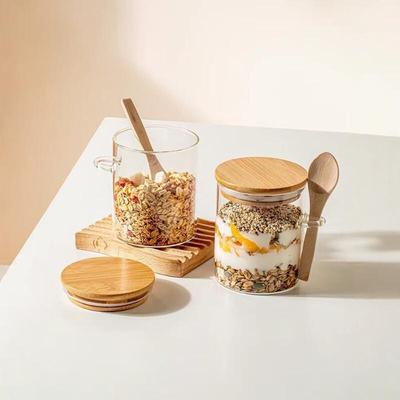 Round Glass Sealed Storage Jar with Spoon