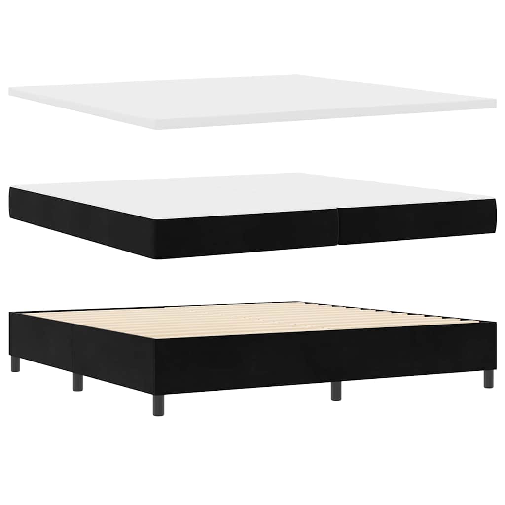 Box Spring Bed with Mattress Black 200 X 200 Cm Velvet