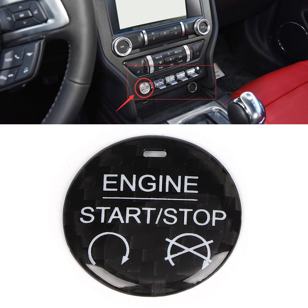 Left Hand Drive Carbon Fiber Start Stop Button Trim Decoration Fit for Ford Mustang 2015 2019