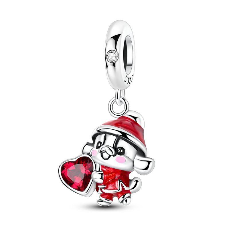 New Copper Red Christmas New Year Animal Love Flower Pendant Beads Fit Original Bracelets Necklaces Jewelry Gifts