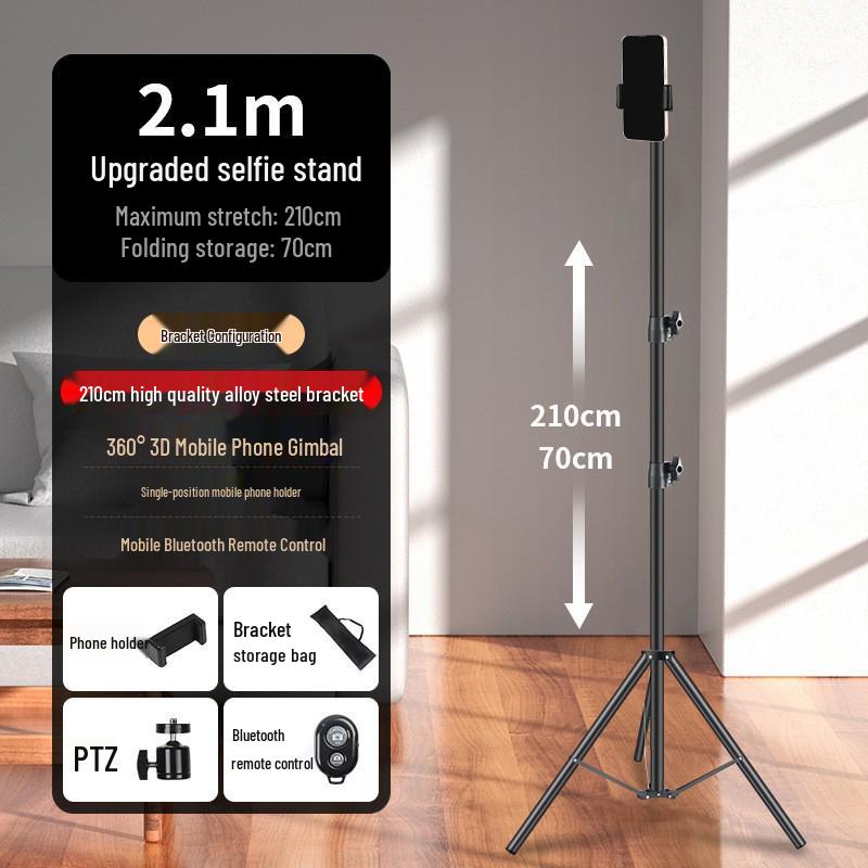 Portable Mobile Live Streaming Light Stand with Free Rotation and Thickened Tripod