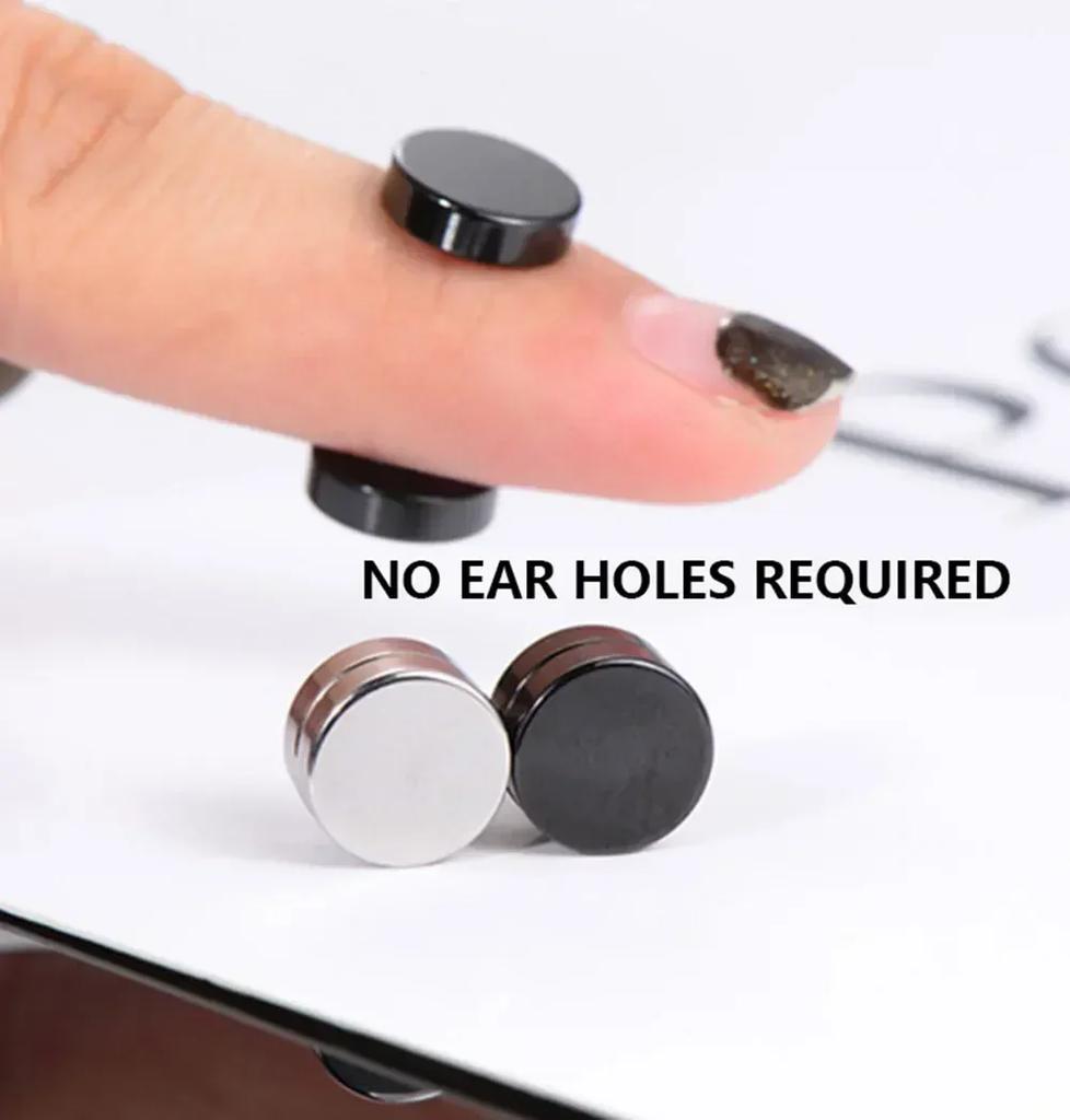1/3Pairs Magnetic Stud Earrings Men and Women Black CZ Magnet Non-piercing Clip Earring Round Magnet Earring Without Piercing