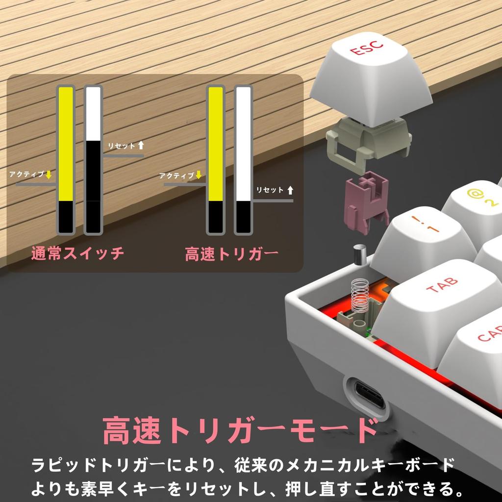 Rapid Trigger Mechanical Gaming Keyboard Wired Keyboard Adjustable Actuation Magnetic Switch Polling Rate 8000Hz RGB Backlight Mini 68 Key Computer
