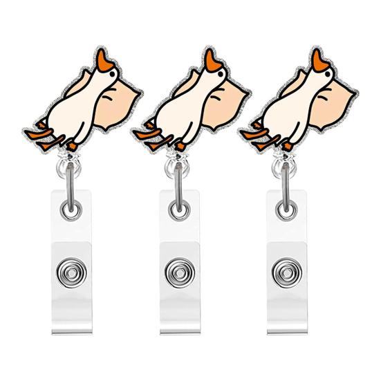 Retractable Duck Badge Holder ID Card Clip Cute Cartoon Lanyard for Nurse Office School Spring-Loaded Reel Detachable Card Case Fun ID