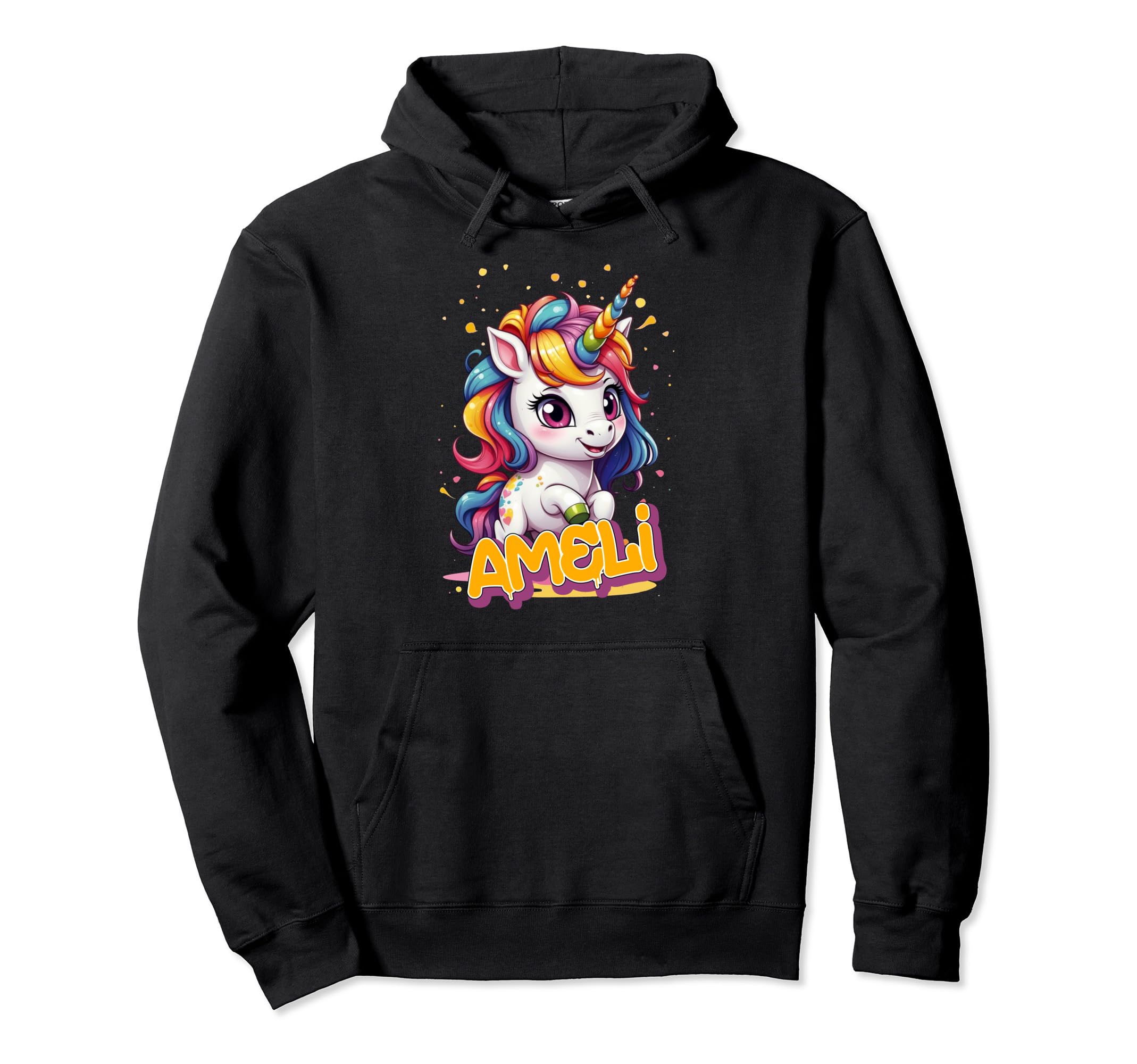 

AMELI - Adorable girl name with beautiful unicorn hoodie