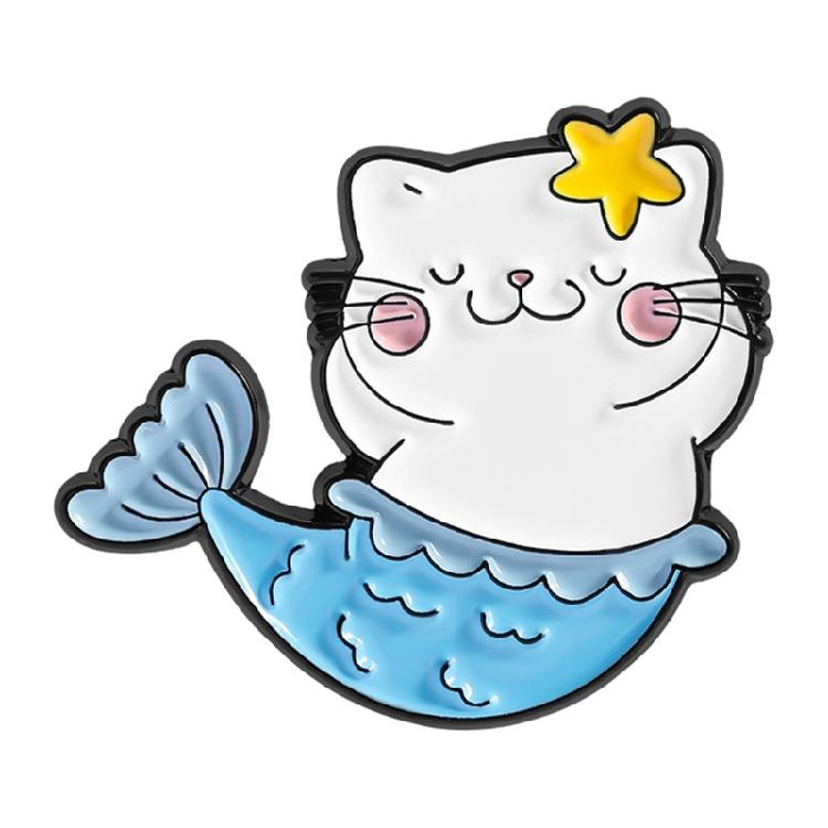 Charm Mermaids Cats Alloy Brooch Fashionable Lapel Accessory For Kids Friend Parties Casual Outfits