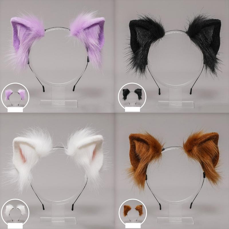 Lolita Headbands Furry Animal for Cat Ears Headwear  Kawaii Hair Hoop for Halloween Cosplay Headpiece Party Supplies