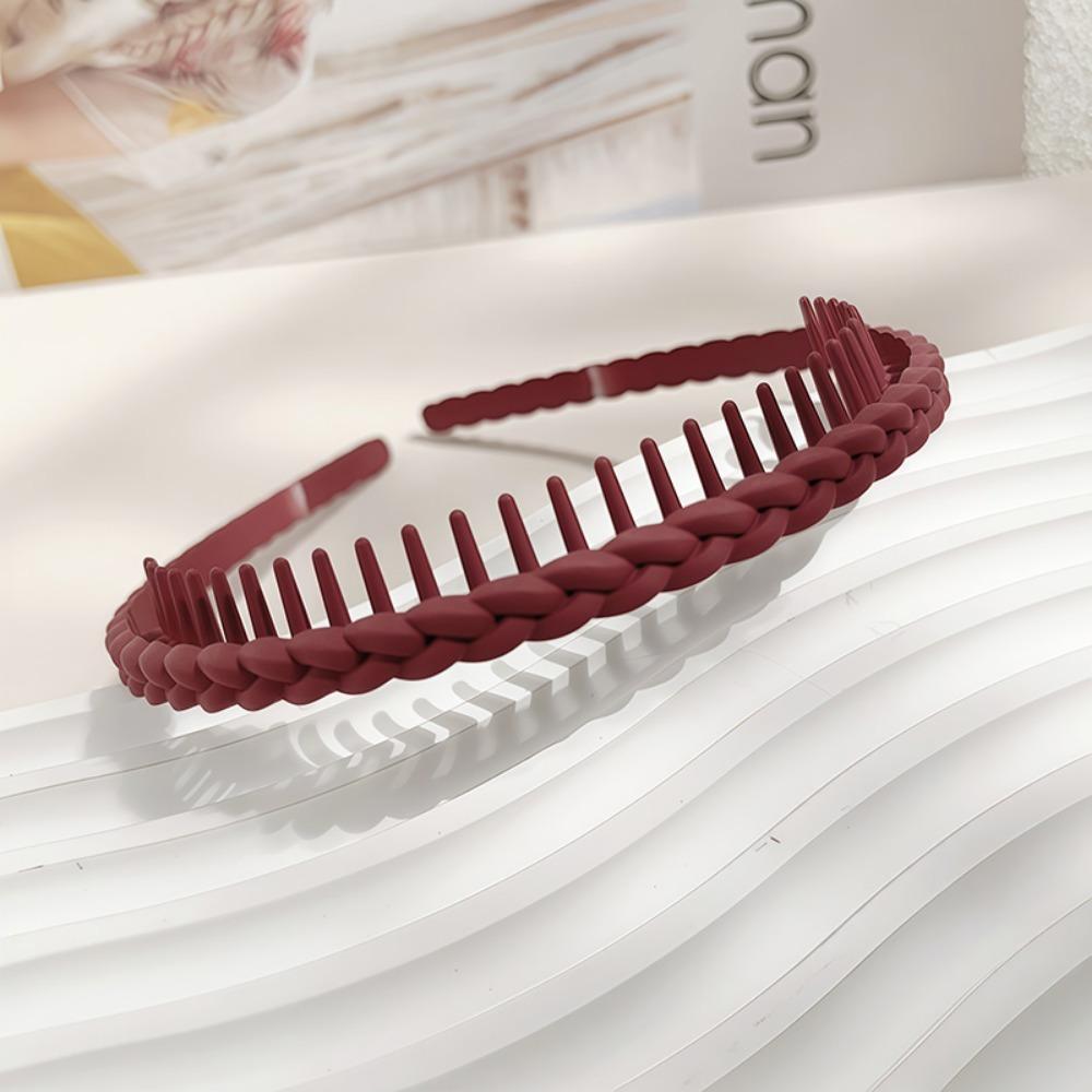 

Модная пластиковая повязка на голову с крестом для женщин и девочек с зубами, нескользящая гибкая повязка на голову для мытья лица, аксессуары для укладки волос, новые вино красного