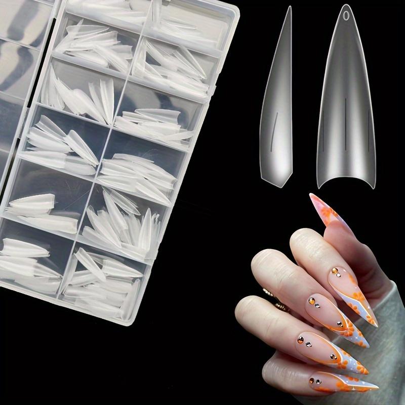 600Pcs Extra Long Coffin Nail Tip Tapered Acrylic Half Cover Nail Tip Fake Matte Nail Tip Soft Gel Pre-Formed Nail Extension Pus
