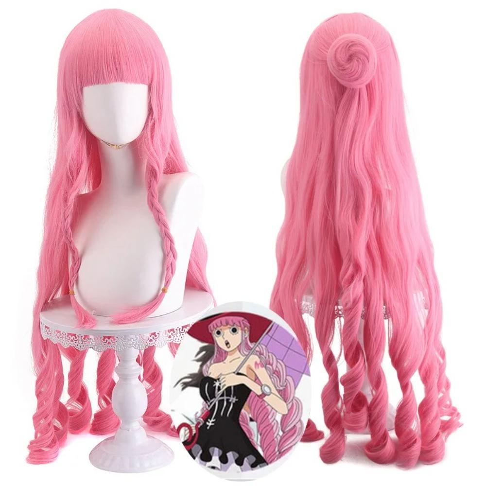 Long Pink Curly Synthetic Wig 90cm Anime Costume Party Heat Resistant Fiber Women Cosplay Hair Wigs