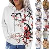 Blumenprint Kapuzen-Freizeit-Damen-Sweatshirt Mode Langarm-Oberteil