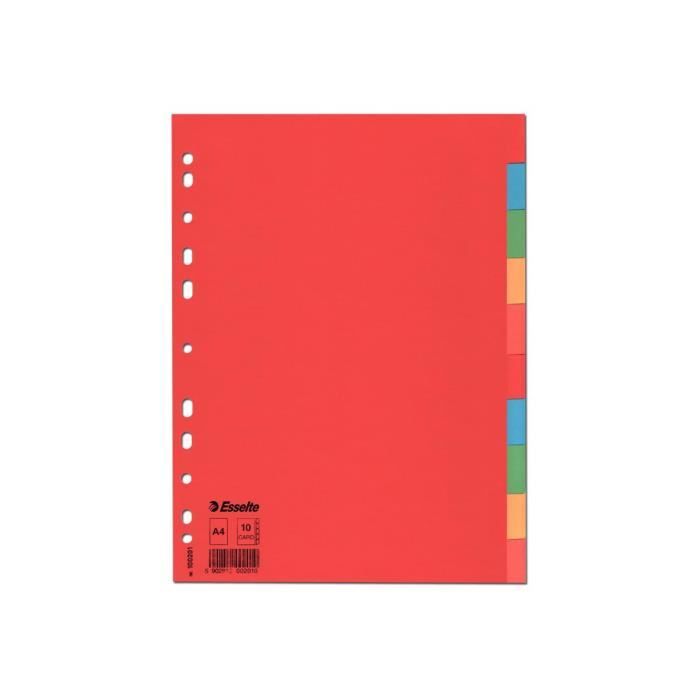 Esselte Intercalaire 10 positions A4 pour 10 feuilles à onglets multicolore