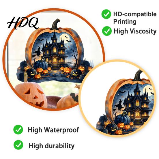 Outdoor Balcony Window Stickers Halloween Pumpkin Haunted House Static Stickers Waterproof PVC Castle Easy Application Decals Decals Removable