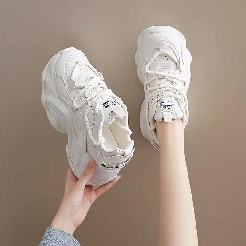 Fashion Laced Increases Height Summer Women's Sneakers Walking Women's Volleyball Shoes Leopard Woman Sports Training Leading