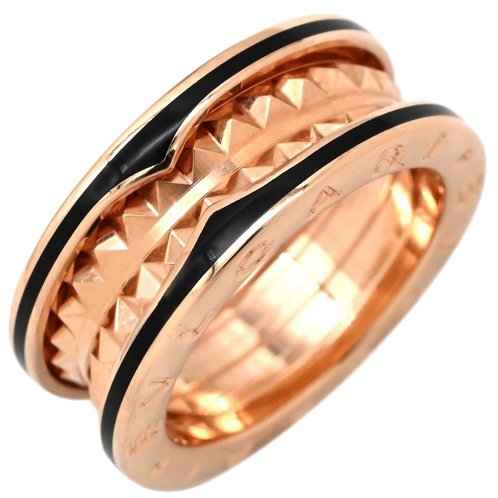 Bvlgari 357987 Be Zero One B-zero1 Rock (2 bands)Ring Ring 18K Pink Gold/ceramic #12.5(JP Size) Array