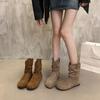 Chic Retro Women's Suede Slouch Boots: 2025 Autumn/Winter Collection – European & American Style Short Martin Boots