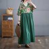 Cotton and Linen Summer Patchwork Retro Style Dress Long Skirt