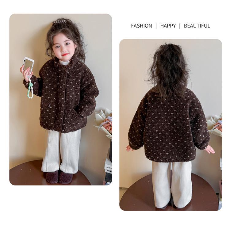 Girls' 2025 Autumn/Winter Fleece Jacket - Plush, Fashionable Sweater for Baby Girls