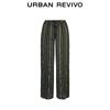 UR2025 Women's Striped Elastic Waist Drawstring Straight Leg Pants